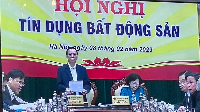 Quang cảnh Hội nghị về công tác tín dụng đối với lĩnh vực bất động sản.