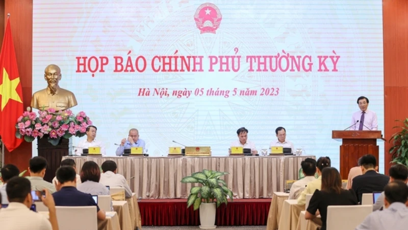Họp báo Chính phủ thường kỳ tháng 4. (Ảnh: VGP)