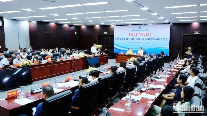 Thành phố Đà Nẵng đối thoại, gặp gỡ doanh nghiệp chiều ngày 11/10. (Ảnh: ANH ĐÀO)