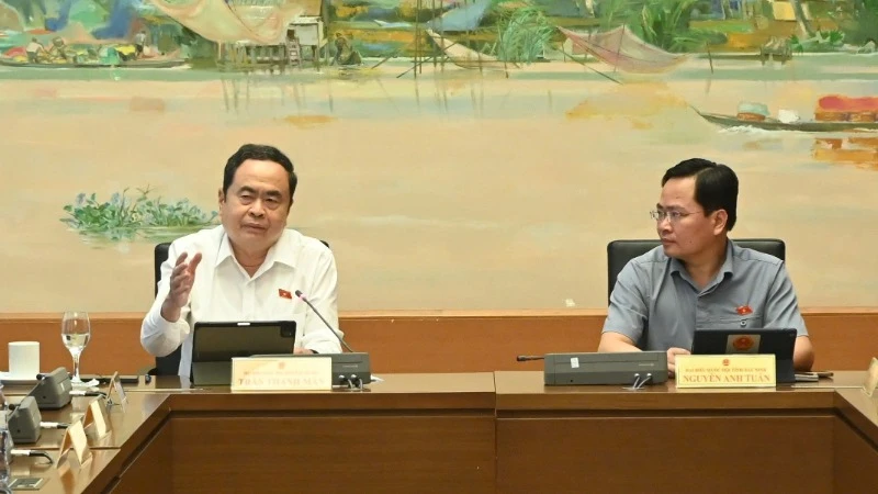 Chủ tịch Quốc hội Trần Thanh Mẫn phát biểu tại phiên họp. (Ảnh: BÙI GIANG)