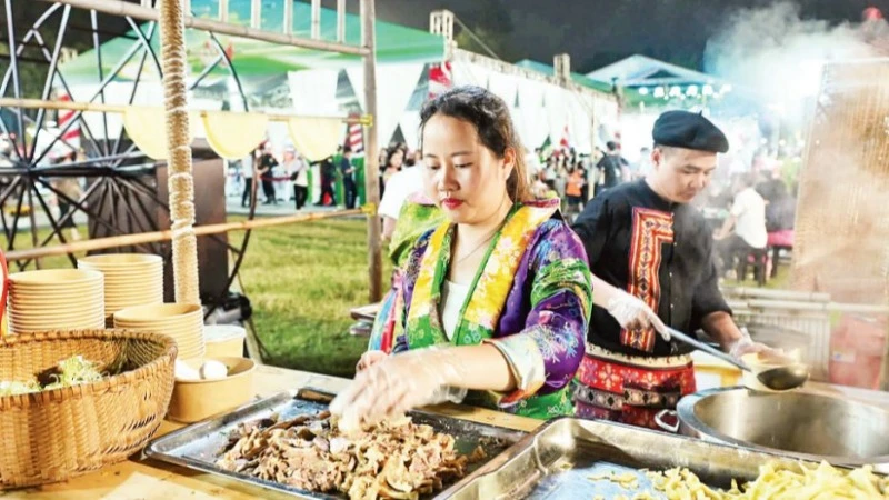 Quầy phở ngô Hà Giang tại Festival Phở 2025. (Ảnh BÙI GIANG)