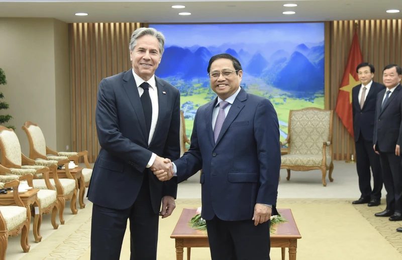 Thủ tướng Phạm Minh Chính đón Bộ trưởng Ngoại giao Hoa Kỳ Antony Blinken.