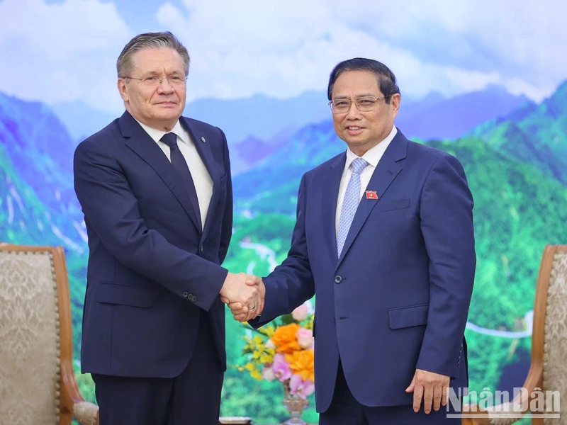 Thủ tướng Phạm Minh Chính tiếp ông A.E.Likhachev, Tổng Giám đốc Tập đoàn Năng lượng Nguyên tử Quốc gia Liên bang Nga (Rosatom).