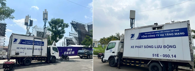 Xe phát sóng lưu động của VNPT đã có mặt tại các điểm tổ chức sự kiện để tăng cường chất lượng dịch vụ, phục vụ khách hàng