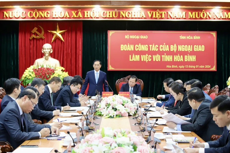 Bộ trưởng Ngoại giao Bùi Thanh Sơn phát biểu tại buổi làm việc.