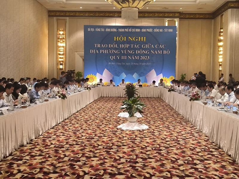 Toàn cảnh Hội nghị Trao đổi hợp tác giữa các địa phương vùng Đông Nam Bộ quý III/2023.