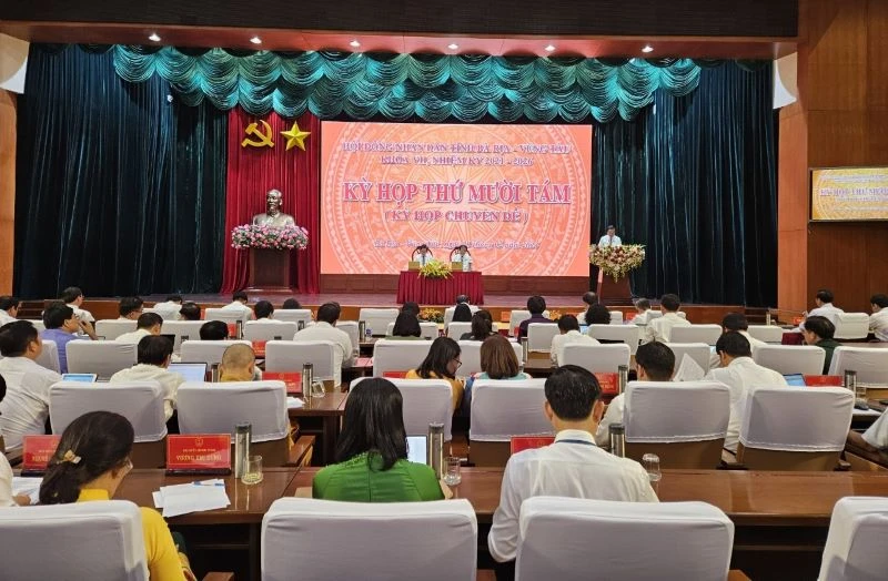 Toàn cảnh Kỳ họp thứ 18 Hội đồng nhân dân tỉnh Bà Rịa-Vũng Tàu.