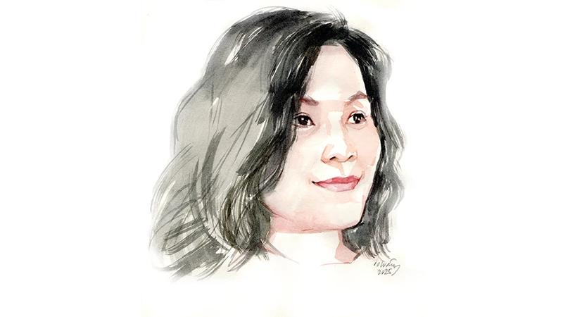 Ký họa chân dung nhà thơ Ngô Thanh Vân của họa sĩ Đỗ Hoàng Tường. 