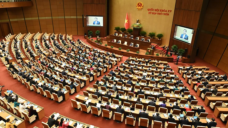Toàn cảnh hội trường Kỳ họp thứ chín, Quốc hội khóa XV. Ảnh | DUY LINH