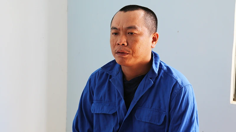 Đối tượng Nguyễn Phước Trường tại cơ quan công an.