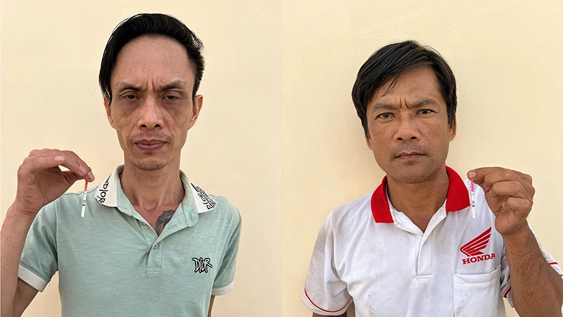 Đối tượng Huỳnh Trường Giang và Nguyễn Văn Gao (Từ trái sáng phải)