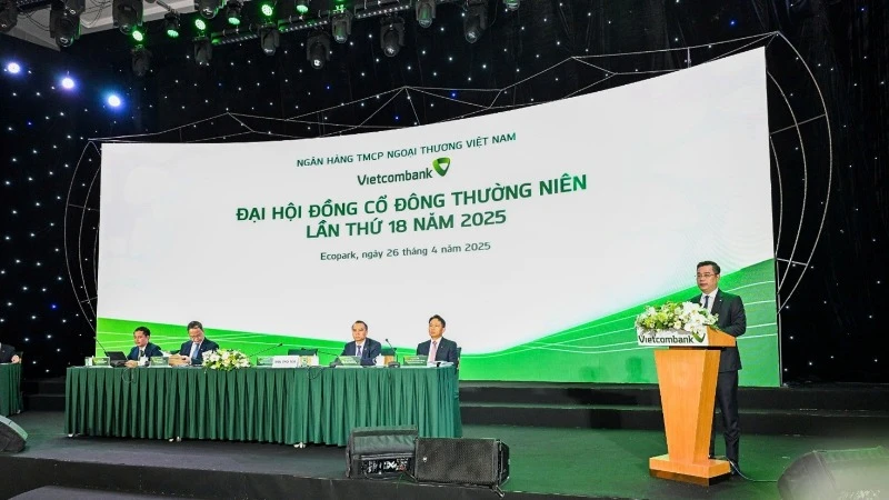 Ông Nguyễn Thanh Tùng-Chủ tịch Hội đồng quản trị Vietcombank phát biểu khai mạc Đại hội.