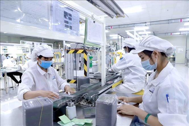 Sản xuất linh kiện điện tử tại Công ty Youngbag Viina, khu công nghiệp Bình Xuyên, Vĩnh Phúc. (Ảnh minh họa: TTXVN)
