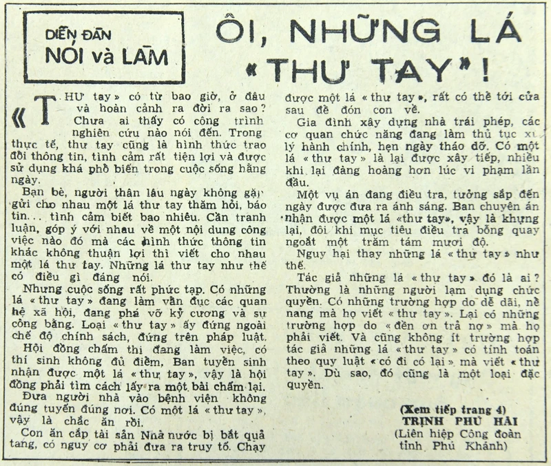 ​Ôi, những lá "thư tay"!