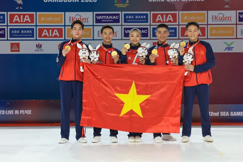 Aerobic góp 3 Huy chương Vàng trong ngày ra quân 13/5. (Ảnh: TTXVN)