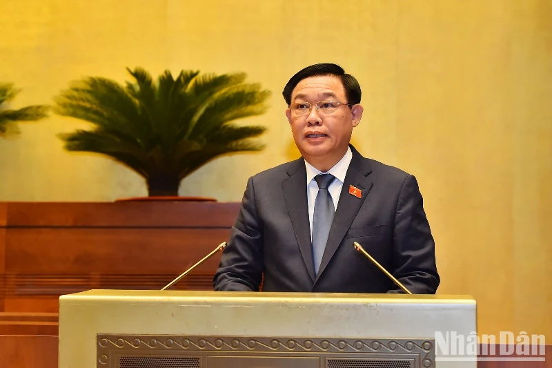 Chủ tịch Quốc hội Vương Đình Huệ phát biểu. (Ảnh: THỦY NGUYÊN)