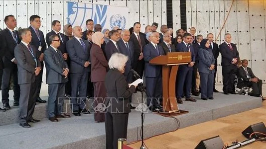 Các Đại sứ Liên hợp quốc kêu gọi hành động quốc tế về Gaza. (Ảnh: TTXVN)