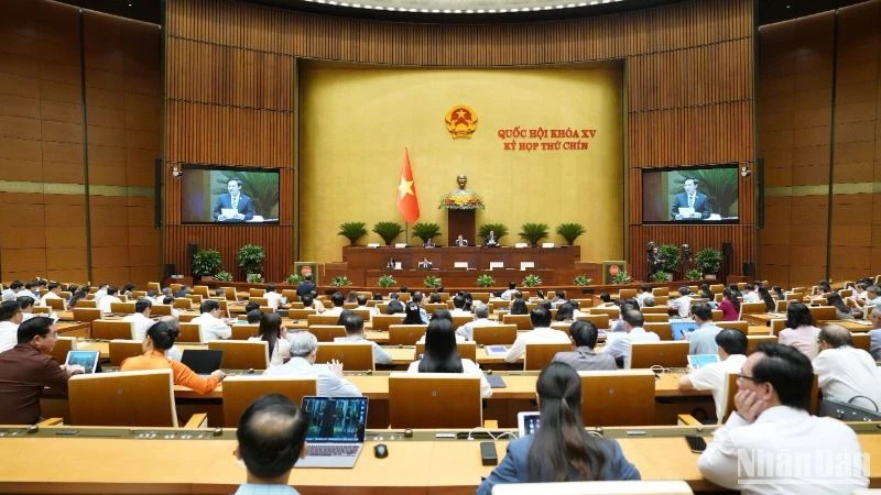 Quang cảnhphiên họp của Quốc hội sáng 8/5. (Ảnh: DUY LINH)