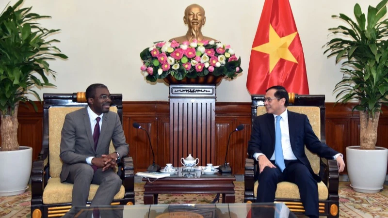Phó Thủ tướng, Bộ trưởng Ngoại giao Bùi Thanh Sơn tiếp Giám đốc Trung tâm Di sản thế giới của UNESCO Lazare Eloundou Assomo. (Ảnh: Báo Thế giới và Việt Nam)