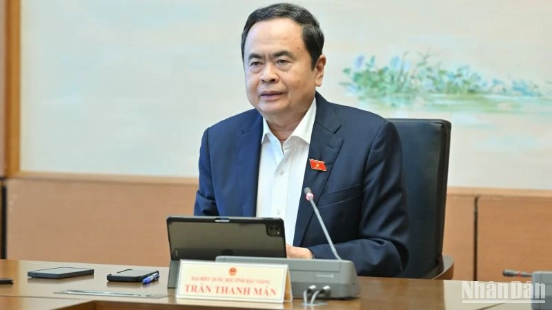 Chủ tịch Quốc hội Trần Thanh Mẫn phát biểu tại phiên thảo luận tổ. (Ảnh: THỦY NGUYÊN) 