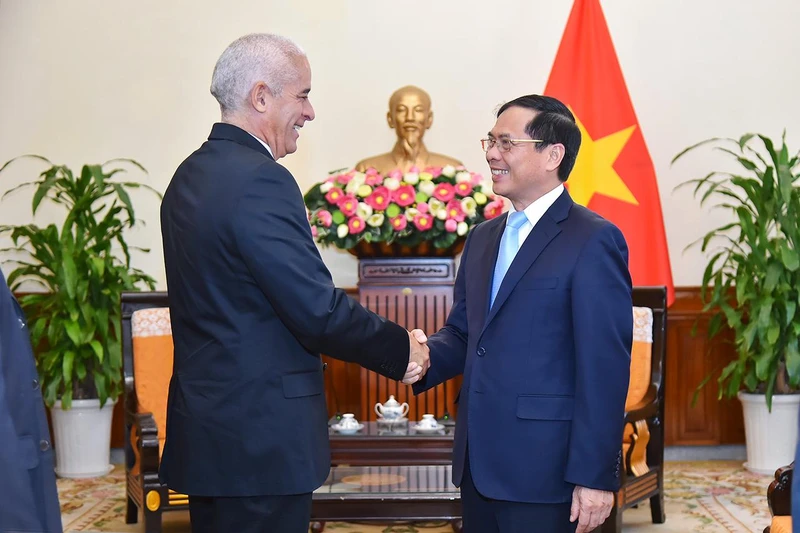 Bộ trưởng Ngoại giao Bùi Thanh Sơn tiếp xã giao Thứ trưởng Thứ nhất Bộ Ngoại giao Cuba Gerardo Peñalver Portal. (Ảnh: Bộ Ngoại giao)