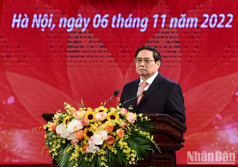 Thủ tướng Phạm Minh Chính phát biểu tại buổi lễ. (Ảnh: Trần Hải)