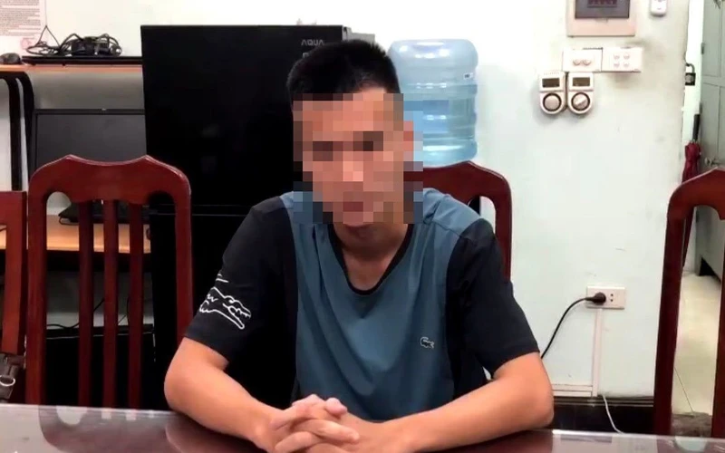 N.Q.T. tại cơ quan công an. (Ảnh: Cơ quan Công an cung cấp) 