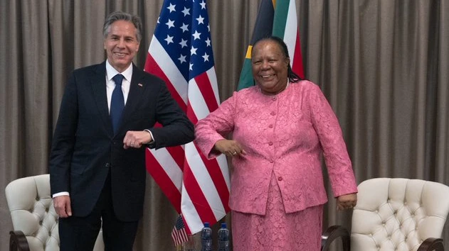Ngoại trưởng Mỹ Antony Blinken và người đồng cấp Nam Phi Naledi Pandor tại Pretoria, Nam Phi năm 2022. Ảnh: CGTN 