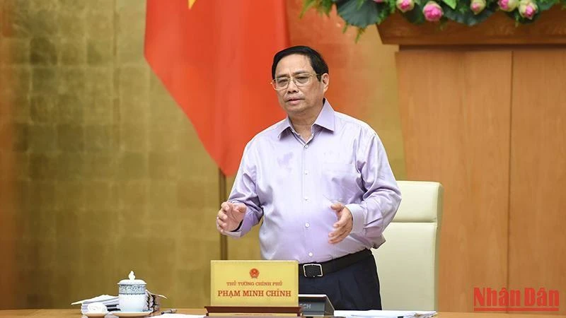 Thủ tướng Phạm Minh Chính phát biểu tại phiên họp. (Ảnh: TRẦN HẢI)