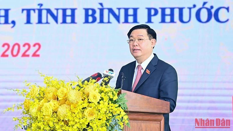 Chủ tịch Quốc hội Vương Đình Huệ phát biểu tại buổi lễ công bố. (Ảnh: Duy Linh)