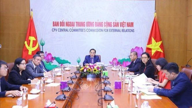 Trưởng Ban Đối ngoại Trung ương Lê Hoài Trung phát biểu. (Ảnh: TTXVN)