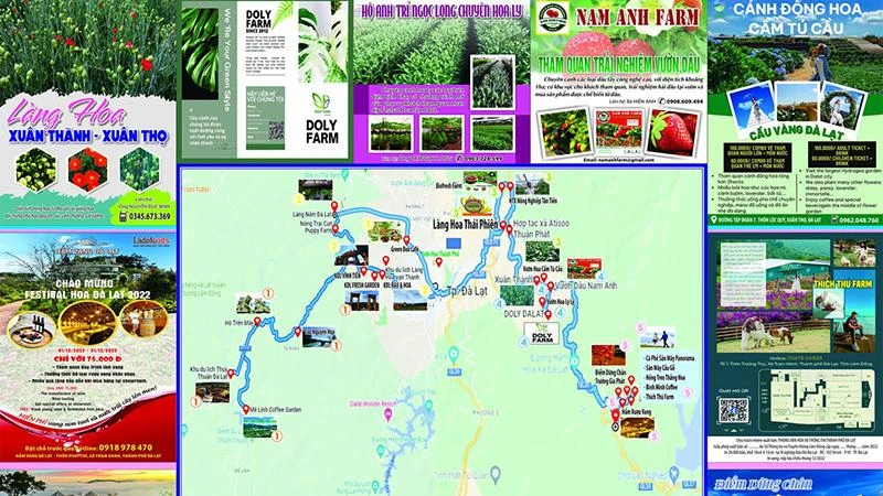 Bản đồ các làng hoa truyền thống Đà Lạt và một số điểm đến.