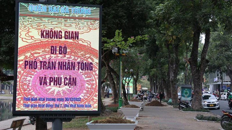 Phố đi bộ Trần Nhân Tông, đoạn từ ngã ba Trần Bình Trọng - Trần Nhân Tông đến ngã ba Quang Trung - Trần Nhân Tông. (Ảnh: Internet)