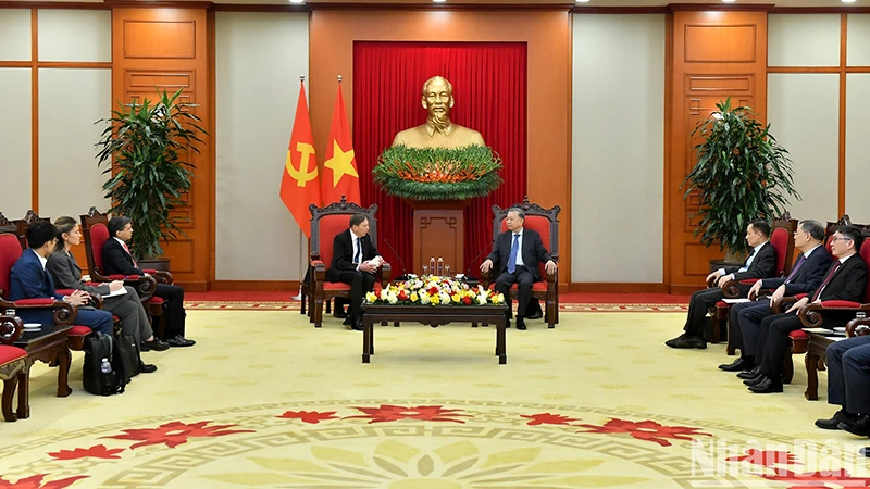 Quang cảnh buổi tiếp tại Trụ sở Trung ương Đảng. (Ảnh: ĐĂNG KHOA)