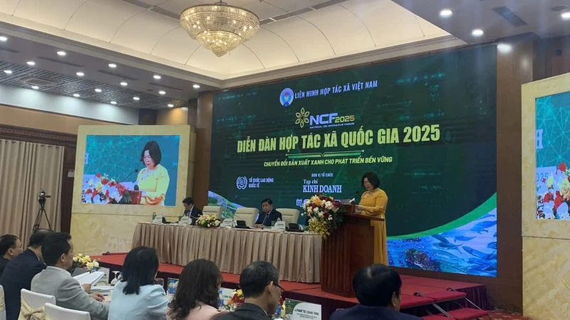 Chủ tịch Liên minh Hợp tác xã Việt Nam 2025 Cao Xuân Thu Vân phát biểu khai mạc.
