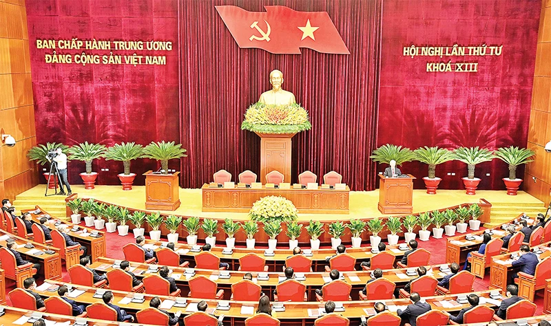 Kỳ họp Hội nghị lần thứ tư Ban Chấp hành Trung ương Đảng khóa XIII. (Ảnh ĐĂNG KHOA)