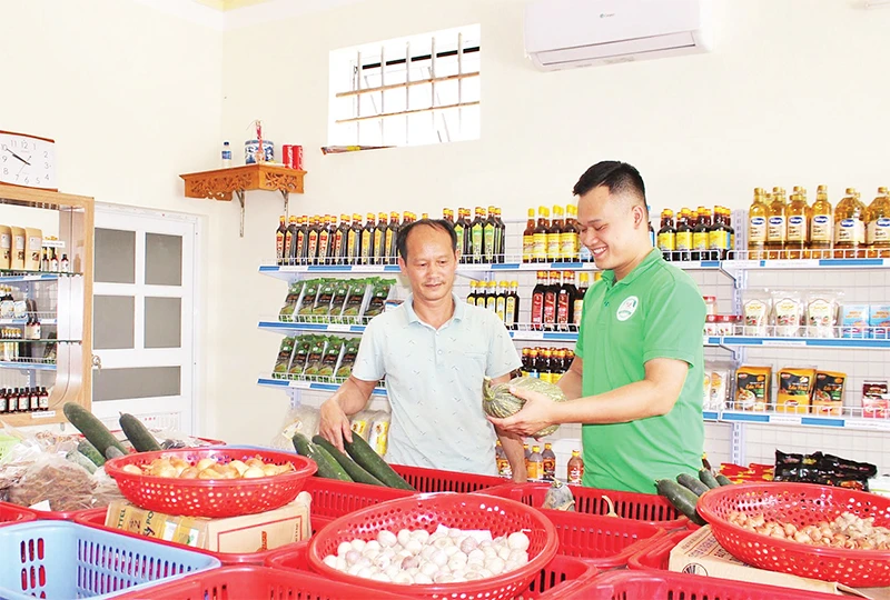 Một gian hàng nông sản sạch của thành viên Hiệp hội nông nghiệp sạch tỉnh Nam Định.