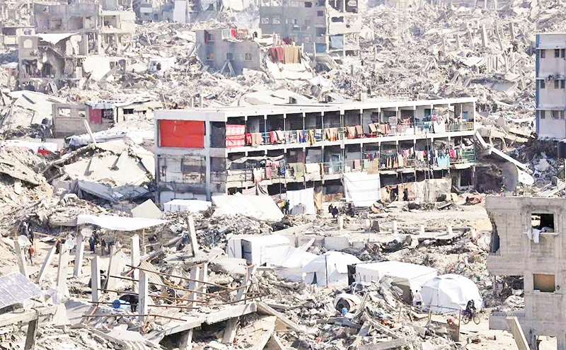 Cảnh đổ nát tại khu trại tị nạn Jabalia ở miền bắc Gaza.