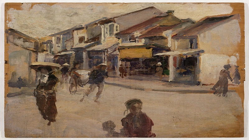 "Một góc phố Hà Nội", tác phẩm sơn dầu trên ván của Victor Tardieu.