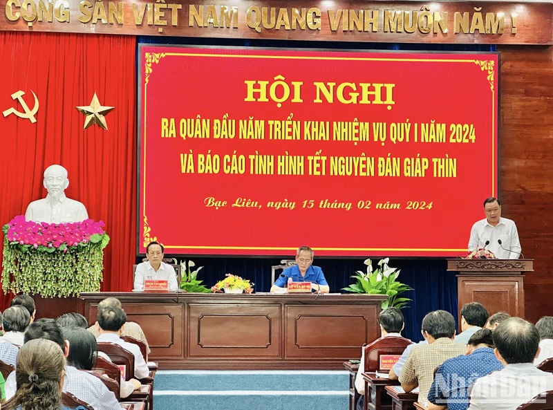 Quang cảnh hội nghị ra quân đầu Xuân mới. (Ảnh: TRỌNG DUY)