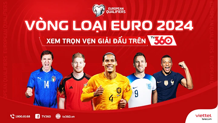 Xem trực tiếp vòng loại EURO 2024 miễn phí trên TV360 Viettel