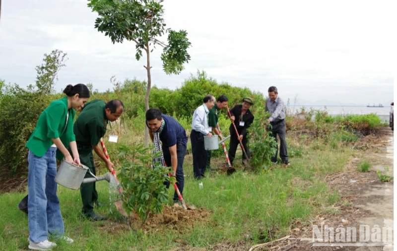 Ban tổ chức cùng nhân dân trồng cây xanh bảo vệ môi trường sinh thái biển.