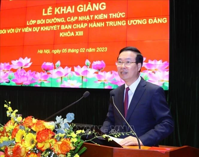Đồng chí Võ Văn Thưởng phát biểu chỉ đạo. (Ảnh: Văn Điệp TTXVN)