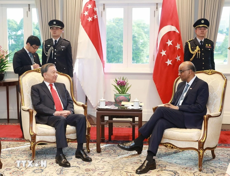 [Ảnh] Tổng Bí thư Tô Lâm hội kiến Tổng thống Singapore Tharman Shanmugaratnam
