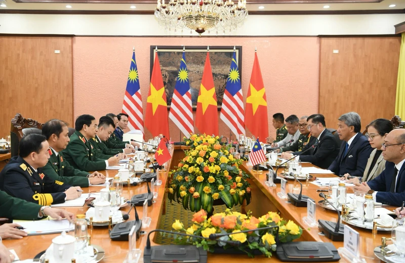 Quang cảnh hội đàm. (Ảnh: Phú Sơn)