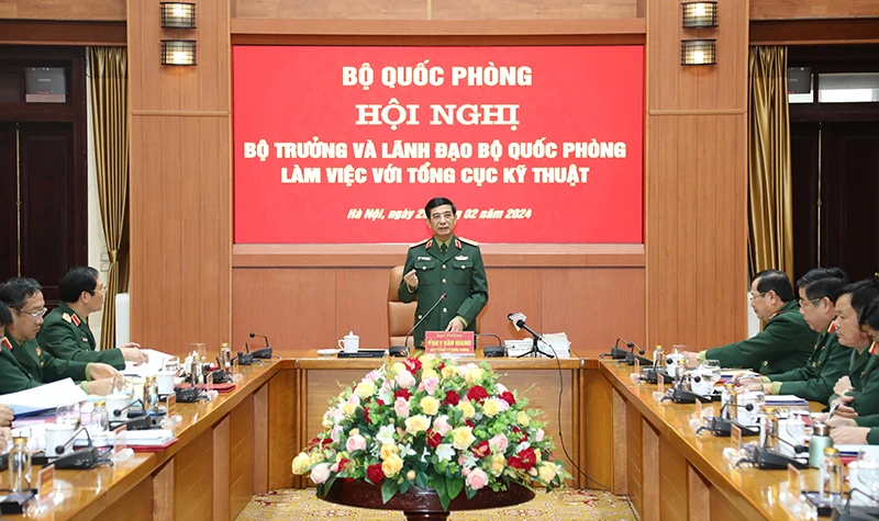 Đại tướng Phan Văn Giang phát biểu ý kiến tại buổi làm việc.