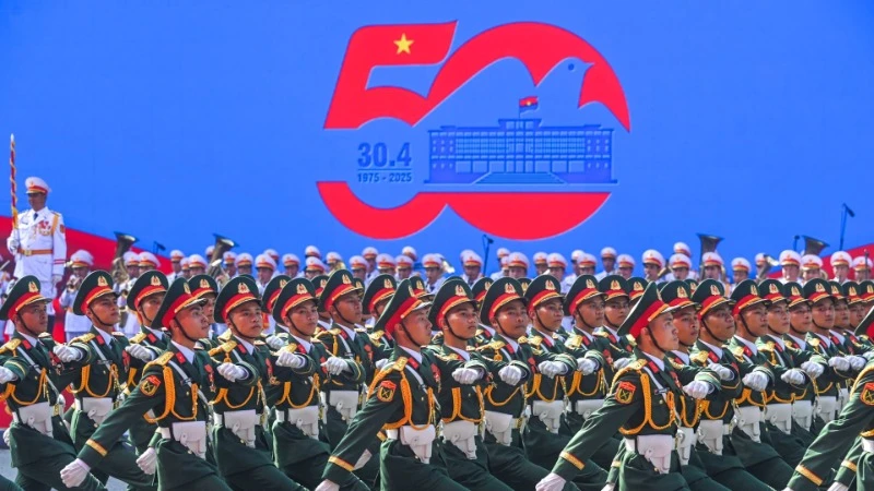 Các khối của lực lượng Quân đội nhân dân tham gia tổng duyệt lễ diễu binh, diễu hành. (Ảnh DUY LINH)