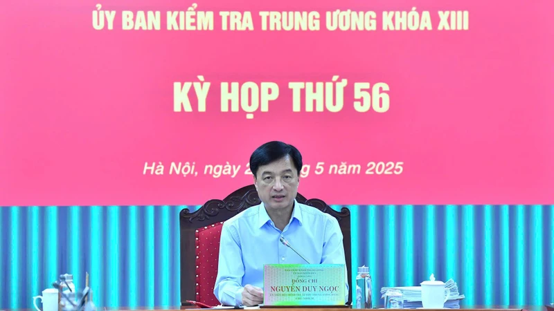 Đồng chí Nguyễn Duy Ngọc, Ủy viên Bộ Chính trị, Bí thư Trung ương Đảng, Chủ nhiệm Ủy ban Kiểm tra Trung ương chủ trì Kỳ họp thứ 56. (Ảnh: ĐĂNG KHOA)