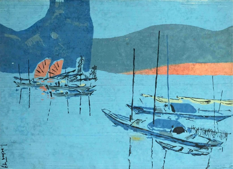Chiều về. (Tranh Vũ Duy Nghĩa, năm 1985)
