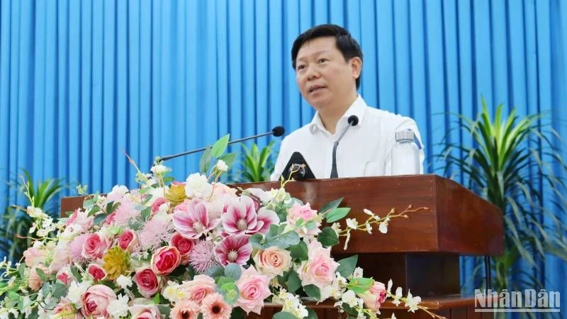 Đồng chí Trần Thanh Lâm phát biểu tại buổi làm việc